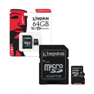 کارت حافظه میکرو اس دی کینگستون مدل Canvas Select سرعت 80MBps ظرفیت 64 گیگابایت همراه با آداپتور